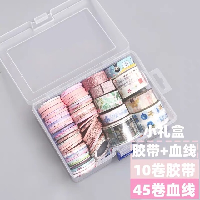 Washi trơn siêu rẻ tặng kèm hộp đựng bằng nhựa