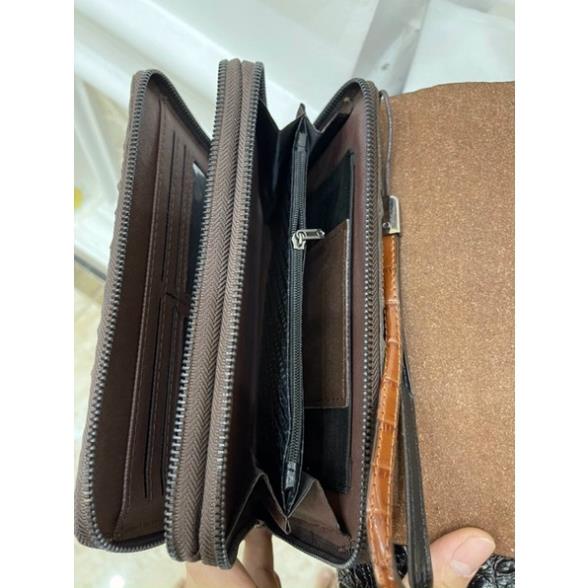 Ví Cầm Tay Da Bò Thật Dập Vân Cá Sấu Clutch Nam Cao Cấp Rẻ Đẹp - A&ESHOP 878998