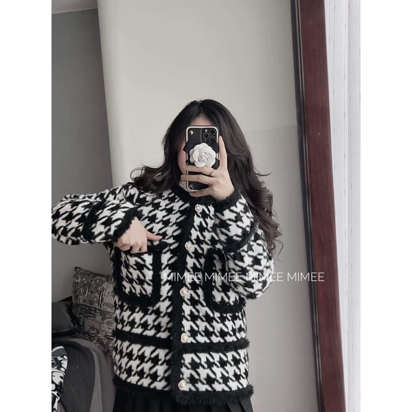 Áo khoác cardigan lông mềm đính thừng ngọc mimee nhiều mẫu