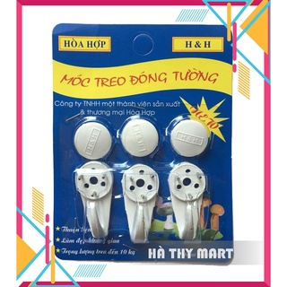 Vỉ 3 móc treo đồ dán dính tường siêu chắc HH đẹp