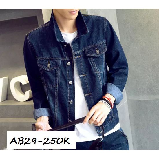 áo khoác jean nam xanh trơn 35t