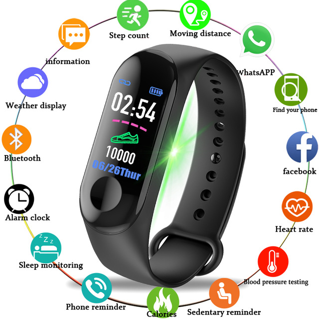 Bộ Đồng Hồ Thông Minh M3 Hỗ Trợ Theo Dõi Sức Khỏe Mi Band 3 Kèm Phụ Kiện