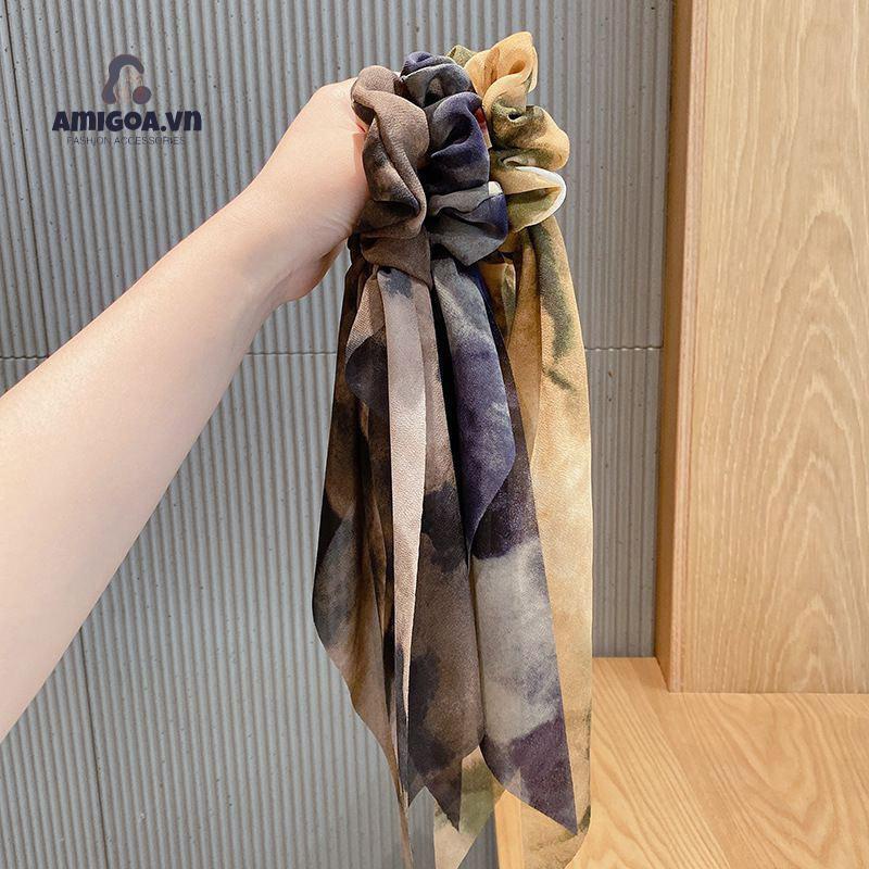 ✨✨Dây Cột Tóc Chiffon Màu Gradient Phối Dây Ruy Băng Dễ Thương