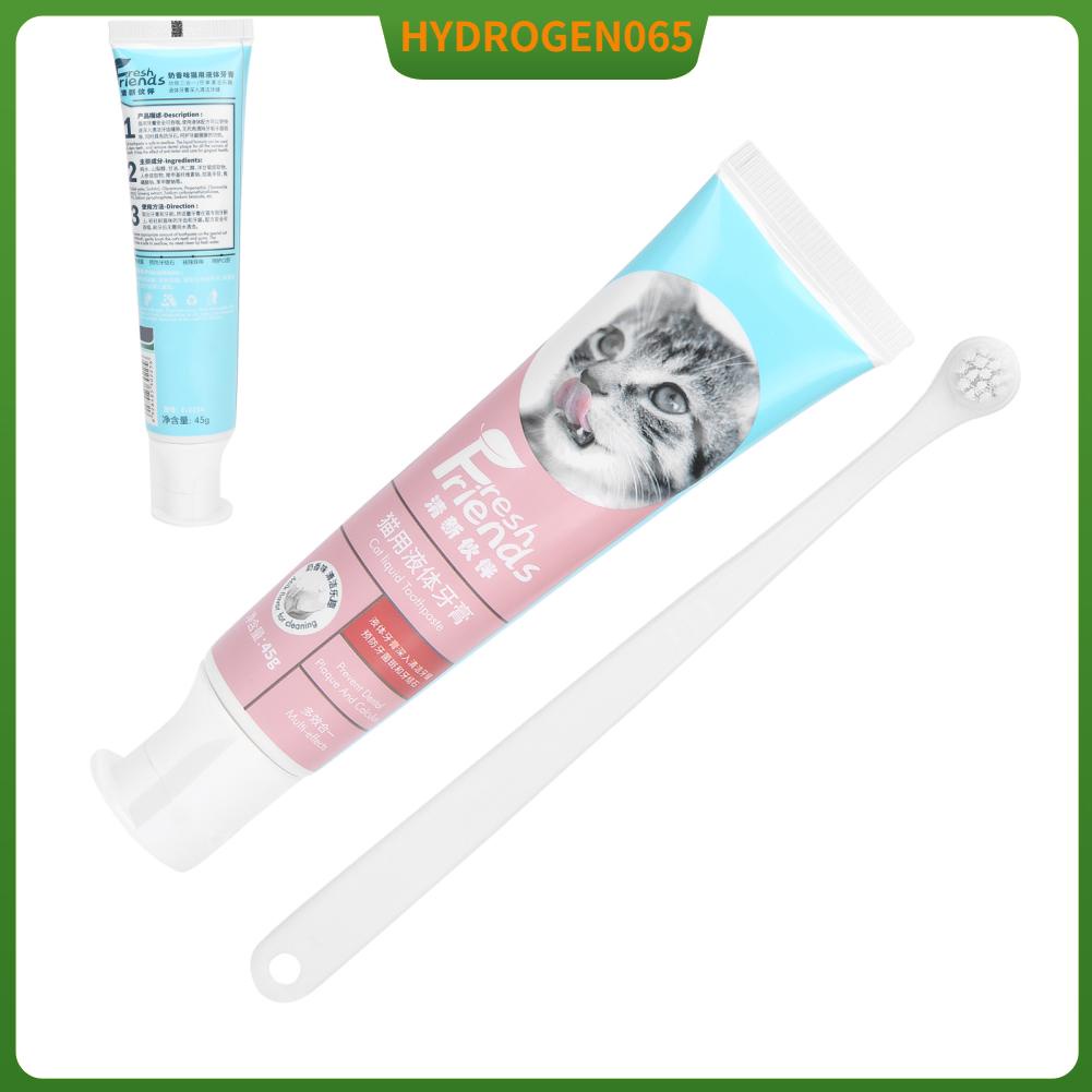 Hydrogen065 Bộ bàn chải đánh răng và kem Pet Cat Làm sạch Bàn đầu mềm Dụng cụ chăm sóc