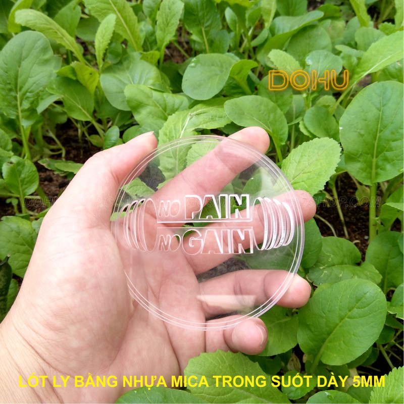 Miếng Lót Ly Độc Lạ Tạo Động Lực Bằng Mica Trong Suốt DOHU - No pain no gain