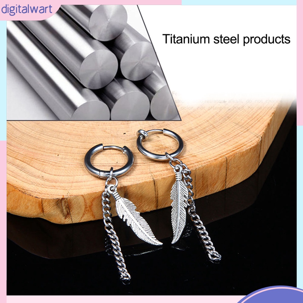 1 Khuyên Tai Tròn Dạng Mắc Xích Dài Bằng Thép Không Gỉ Thời Trang Cho Nam