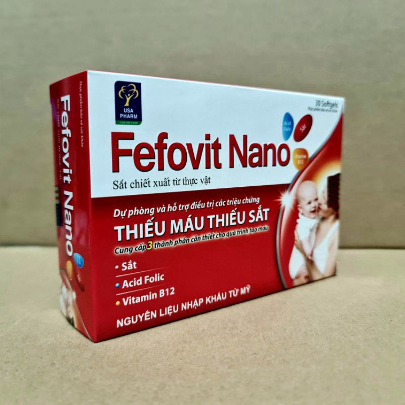 Fefovit Nano Bổ Sung Sắt, Tăng Cường Lưu Thông Máu Cho Phụ Nữ Mang Thai Hộp 30 viên