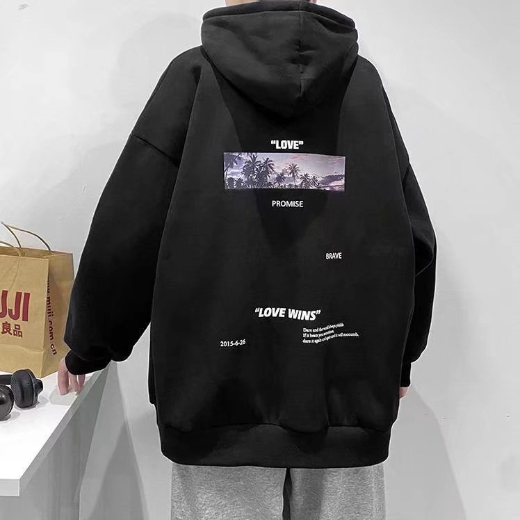 Áo Hoodie Dáng Rộng Phong Cách Harajuku Hàn Quốc Thời Trang Thu Đông Cho Nam Nữ M-8XL