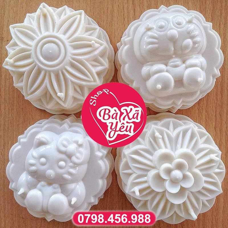 Combo 4 khuôn rau câu , trung thu 3D hoạ tiết 10cm - BX2360