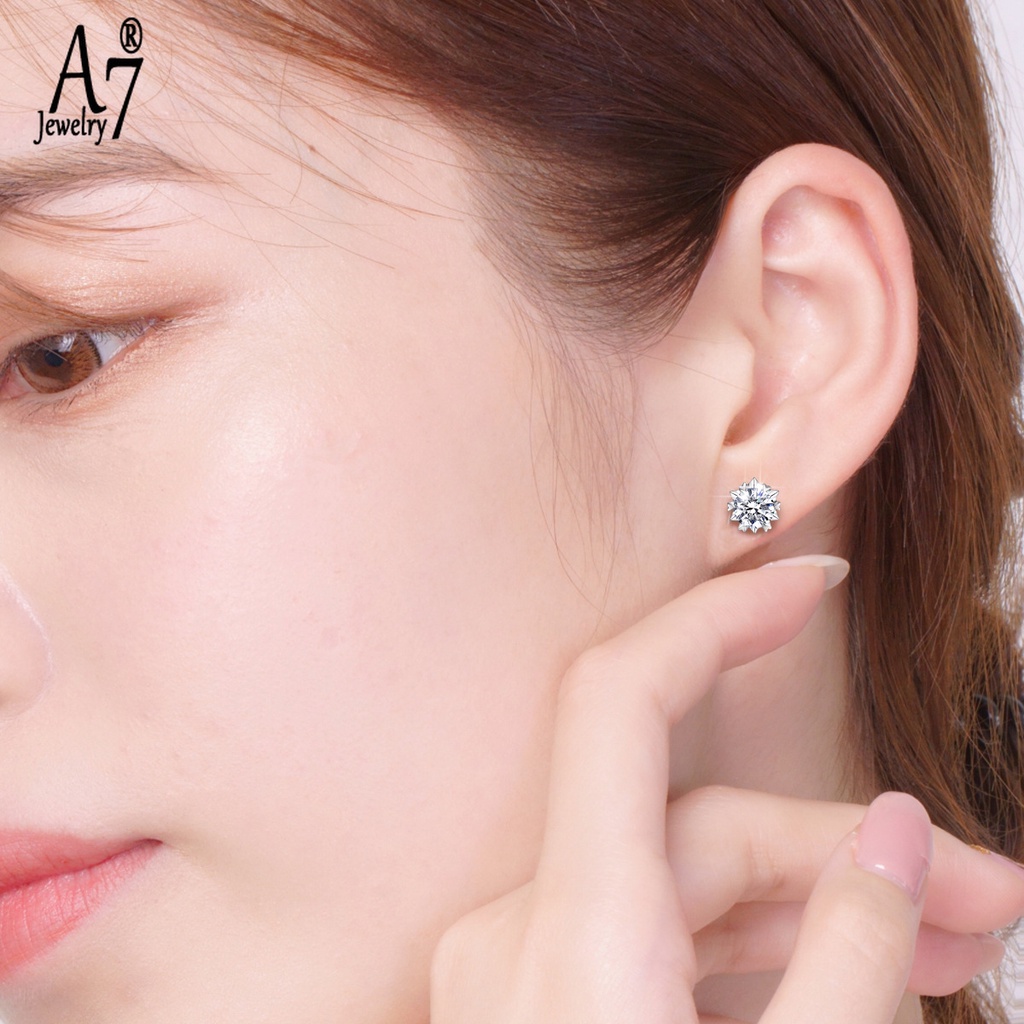 Bông tai mạ bạc 925 hình trái tim và mũi tên chữ D màu Moissanite 2