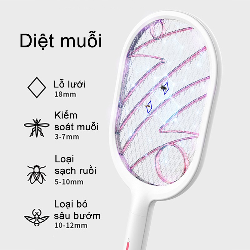 [HCM]Vợt bắt muỗi kiêm đèn tích điện đa năng 2 in 1- Thiết kế 3 lớp thép không gỉ, an toàn khi sử dụng-GM-LYMWP00