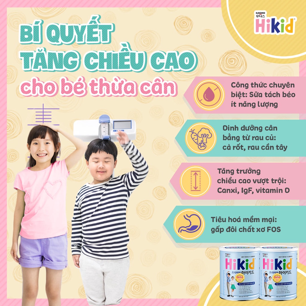 Sữa HIKID bò 600gr vị VANI, SOCOLA, PREMIUM (tách béo)