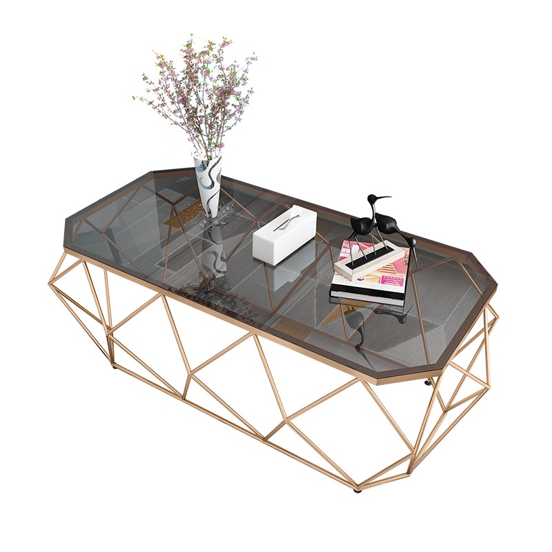 Bàn trà sofa mặt đá dài khung kim cương chân bằng khung kim loại sơn tĩnh điện - Mituhome