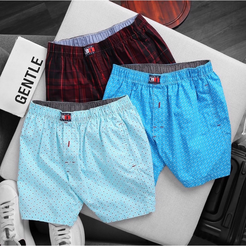 Quần Đùi Ngủ Nam Demin - Vải Kate, cotton 100% - Bền, Đường May Chắc Chắn