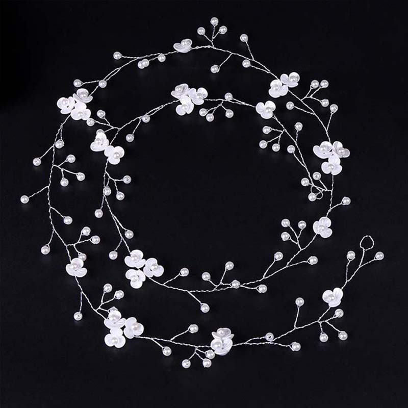 Băng Đô Hoa Đính Ngọc Trai Cho Cô Dâu 100cm