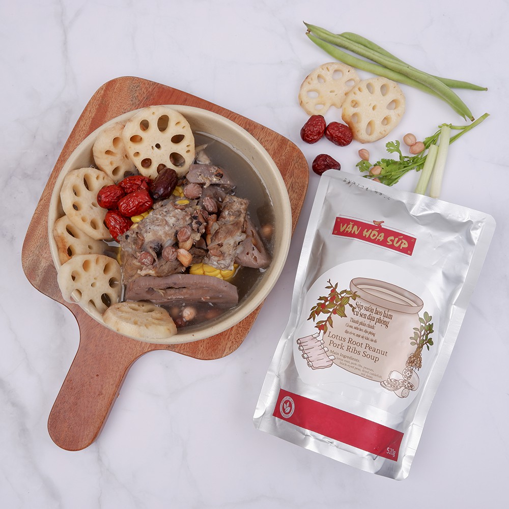 SÚP ĂN LIỀN SƯỜN HEO HẦM CỦ SEN ĐẬU PHỘNG KIOMKEE 1 TÚI x 520G | BigBuy360 - bigbuy360.vn
