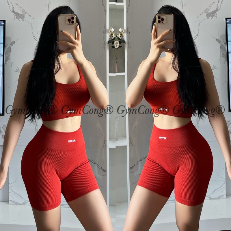 [Hàng Cao Cấp]Bộ đồ tập Botee ribbed short