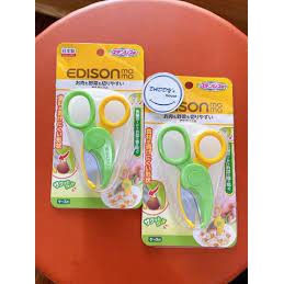 Kéo cắt thức ăn cho bé Edison Mama Nhật - Đầu bọc nhựa an toàn kèm hộp