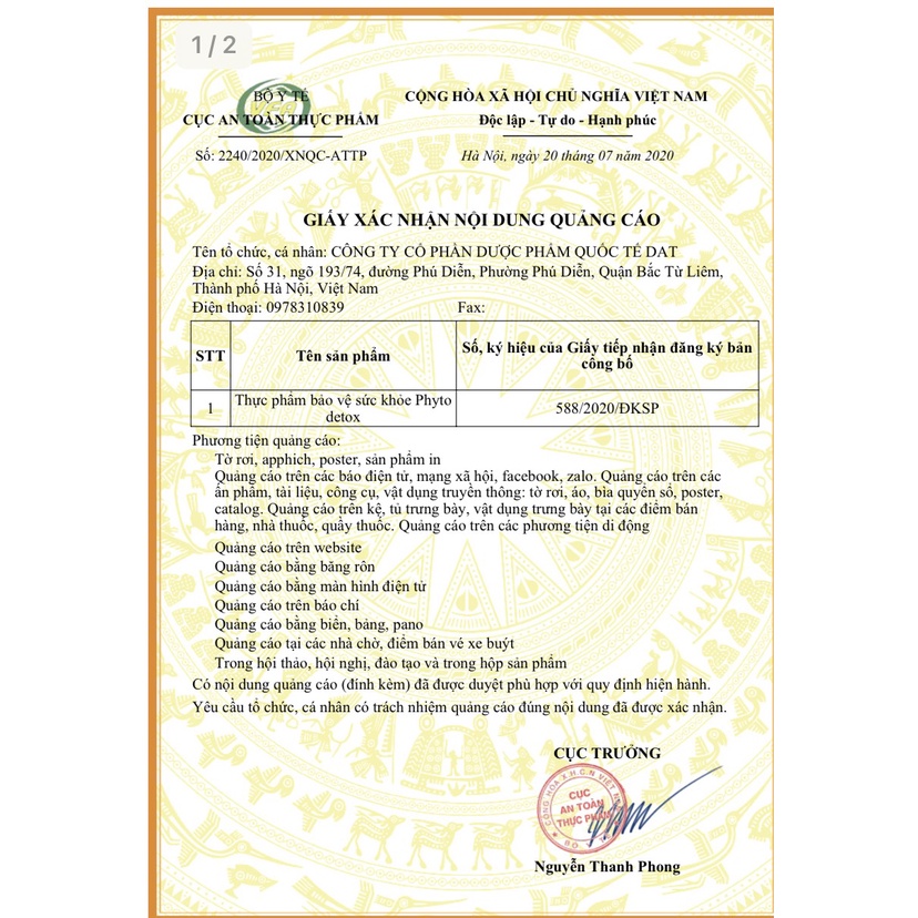 [Viện Y Học Dân Tộc] Kem Bôi Da Phyto Detox Chữa Lành Nấm Ngứa