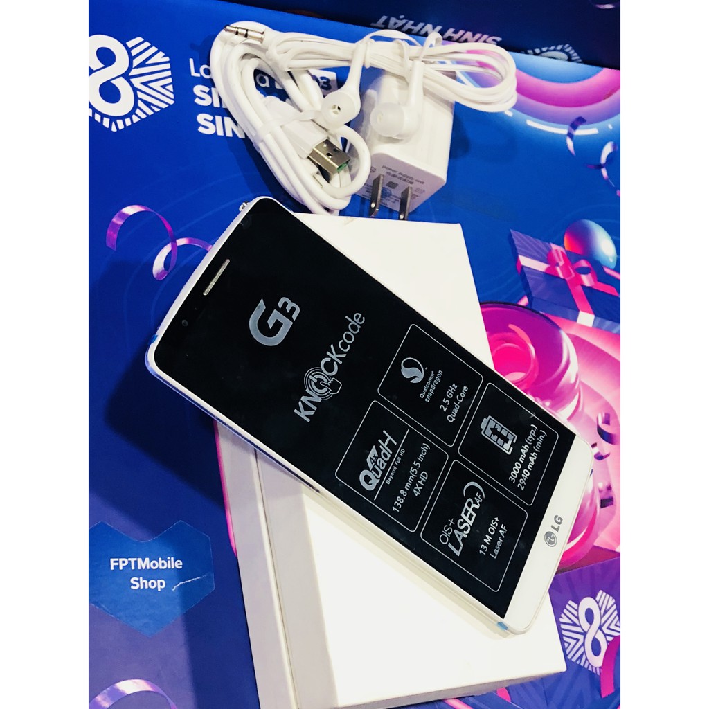 Freeship Điện Thoại LG G3 Ram 3Gb/32Gb Hàn Mới Chính Hãng Đủ Màu Chơi Game Mượt trắng đen