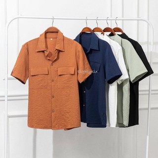 Áo đũi nam cổ bẻ áo sơ mi đũi có cổ cộc tay túi hộp