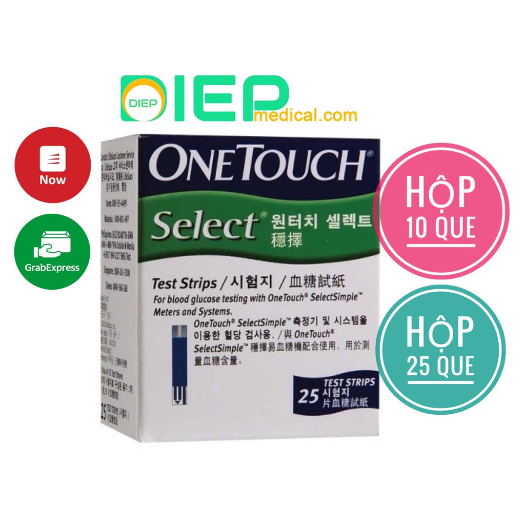 ✅ ONETOUCH SELECT HỘP 10 QUE HOẶC 25 QUE - Que thử đường cho máy ONE TOUCH SELECT SIMPLE