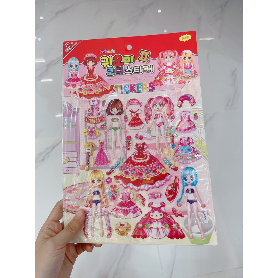 Hình dán đồ chơi Sticker công chúa nổi 3D siêu xinh cho bé