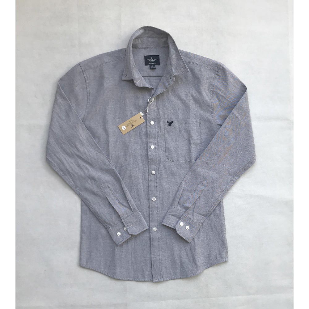 Áo sơ mi Oxford nam tay dài American Eagle Cao Cấp màu xám tiêu vải dày mịn xuất khẩu Bắc Mỹ