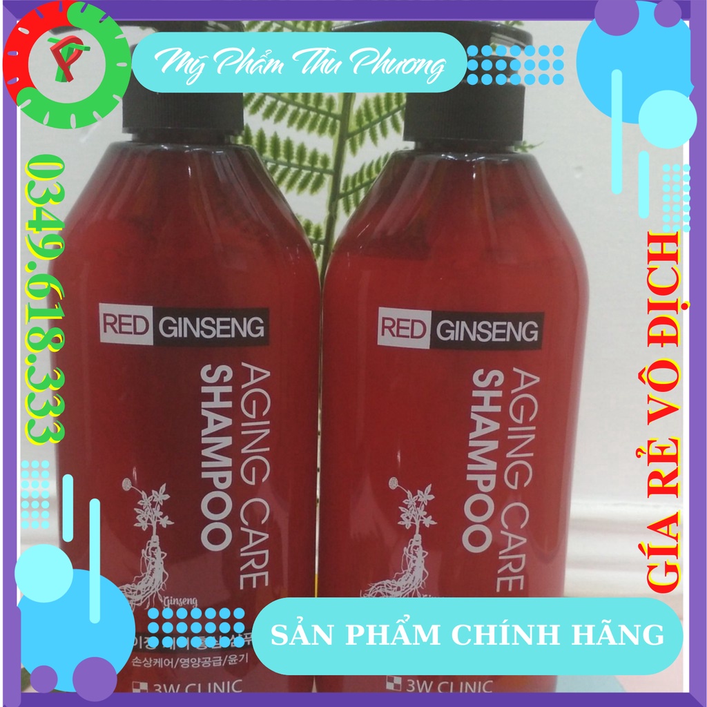 BỘ DẦU GỘI XẢ NHÂN SÂM ĐỎ MỸ PHẨM HÀN QUỐC CHÍNH HÃNG 3W CLINIC RED GINSENG SHAMPOO DẦU GỘI CHỐNG RỤNG TÓC