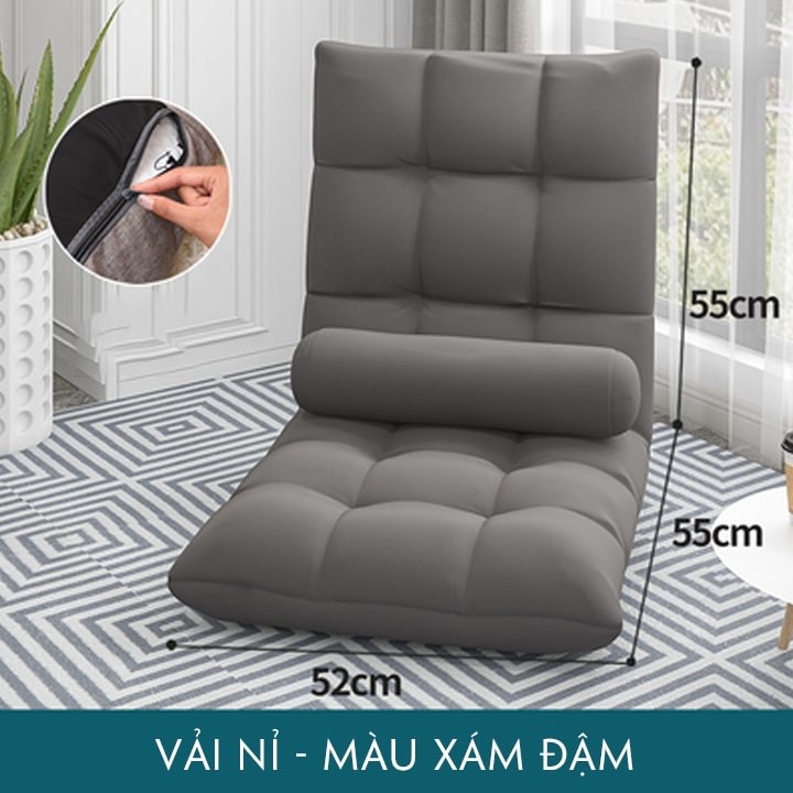 Ghế lười tatami cao cấp, ghế bệt tựa lưng có 5 mức độ ngả tuỳ chỉnh đa năng, di chuyển dễ dàng
