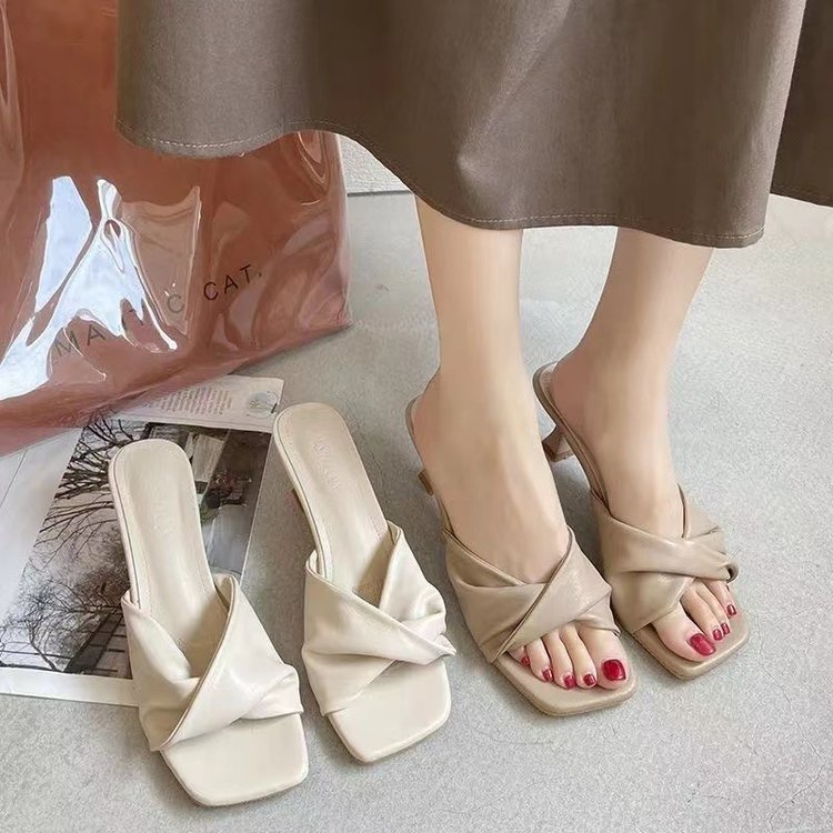 Dép Da Mềm Cao Gót Phong Cách Pháp Thời Trang Mùa Hè Cho Nữ