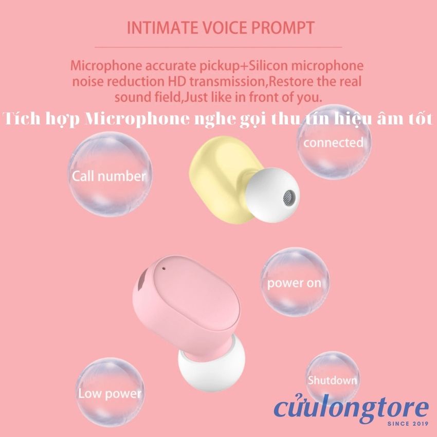 Tai Nghe Không Dây Bluetooth 5.0 Có Mic Nhét Tai android ios giá rẻ game thể thao chính hãng