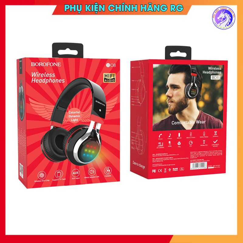 Tai nghe không dây chụp tai bluetooth Borofone BO8 có khe cắm thẻ nhớ âm thanh hay bảo hành 1 năm