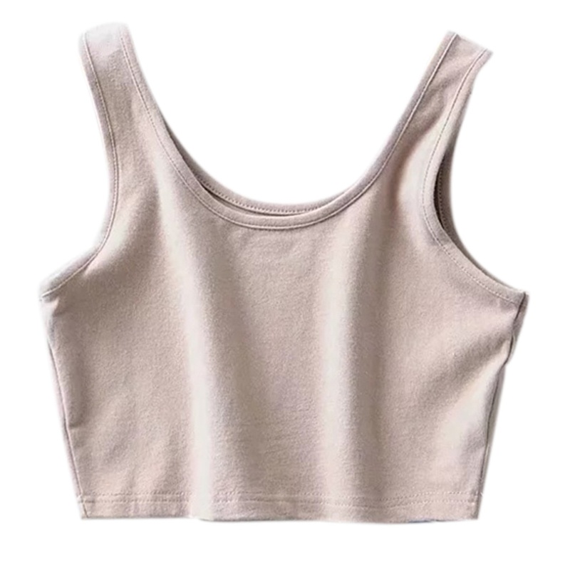 Xiangbao Áo Crop Top Không Tay Màu Trơn Ôm Dáng Thời Trang Mùa Hè Cho Nữ