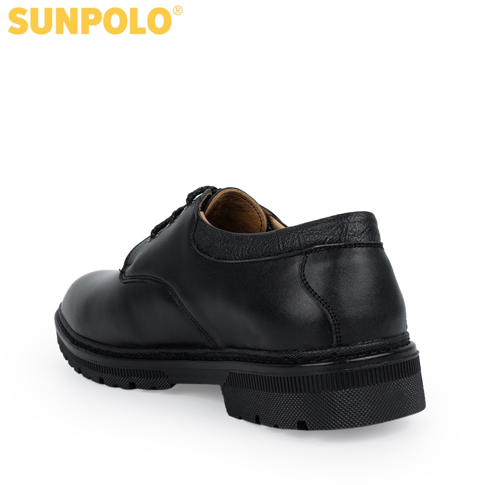 Giày nam Da bò cao cấp SUNPOLO phong cách vintage, retro Màu Đen - buộc dây - XIPO02