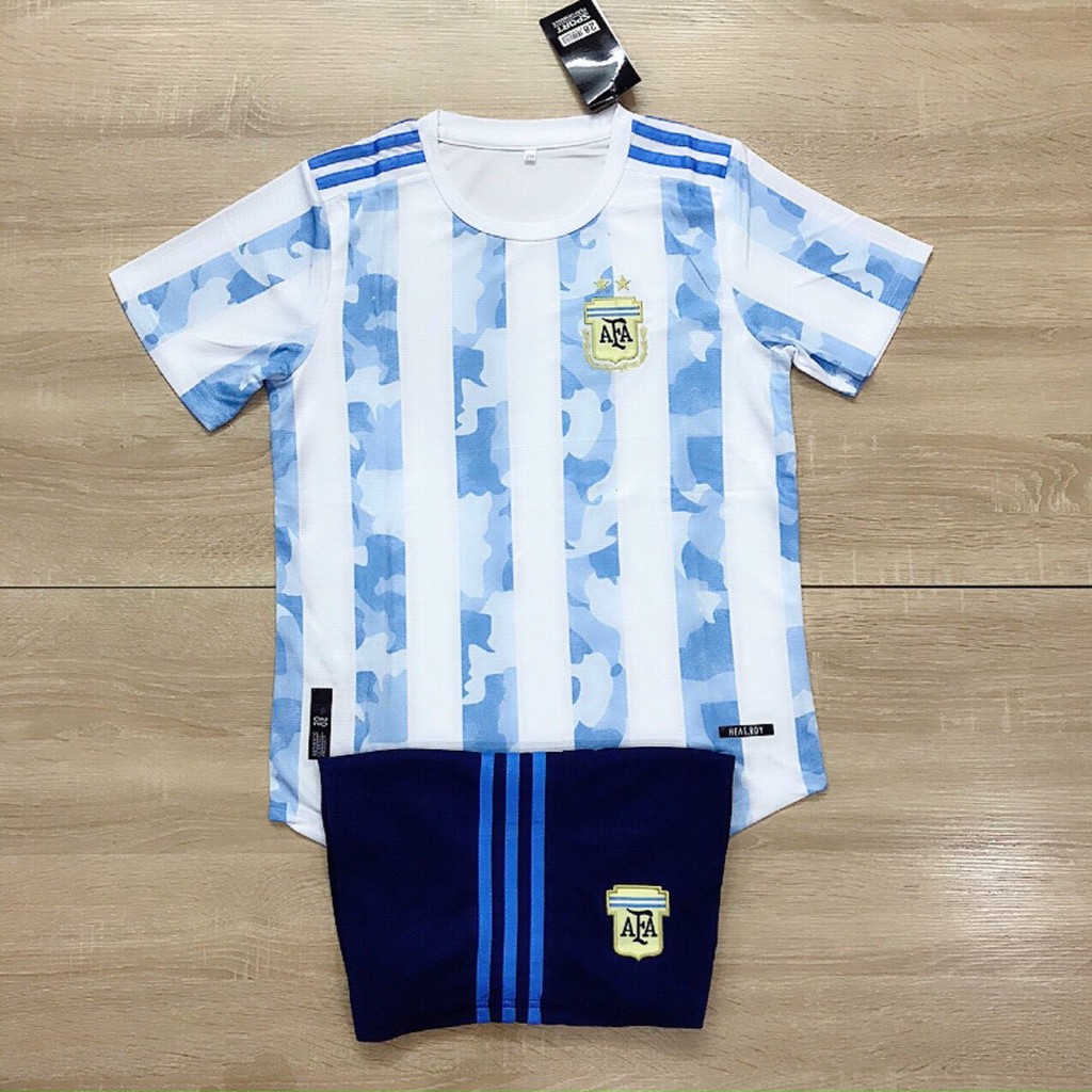 Bộ quần áo bóng đá trẻ em từ 13-45kg đội tuyển Argentina chính hãng