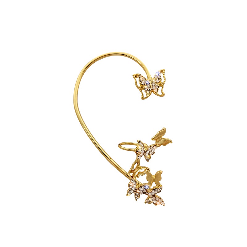 Khuyên kẹp vành tai hình bướm đính đá pha lê thời trang thanh lịch cho nữ