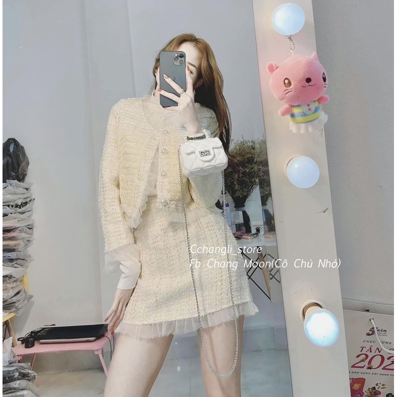Set dạ tweed tiểu thư( ảnh thật shop chụp)
