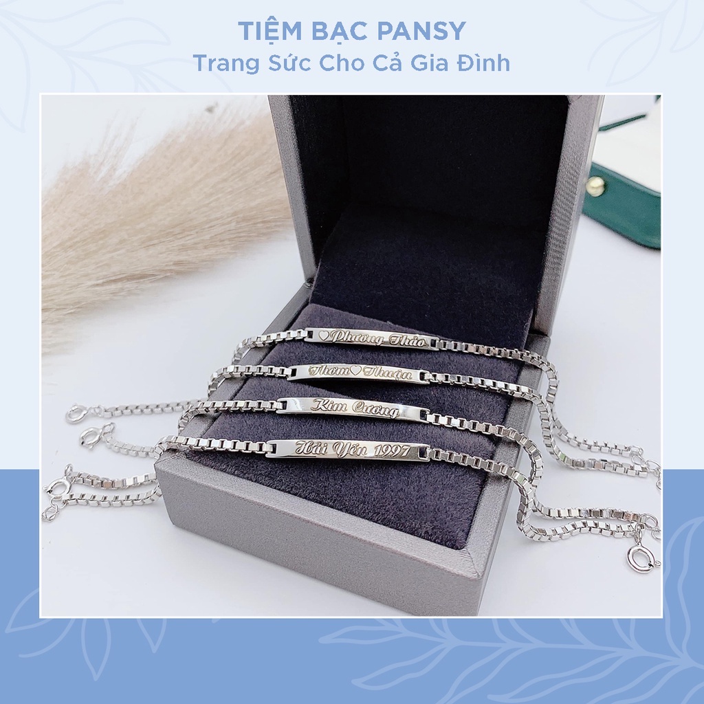Vòng tay đôi thanh bạc cao cấp S925, Lắc tay cặp miễn phí khắc chữ theo yêu cầu - Tiệm bạc Pansy