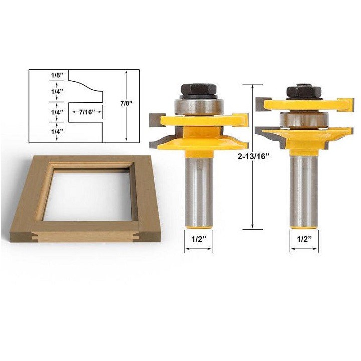 Bộ mũi dao phay gỗ ghép mộng cửa bếp cốt 12ly7