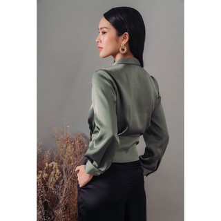 Áo lụa cổ danton đắp chéo Gunich (nhiều màu)