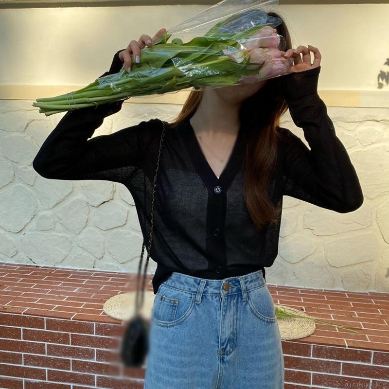 Áo Khoác Cardigan Dệt Kim Tay Dài Cổ Chữ V Phối Nút | BigBuy360 - bigbuy360.vn