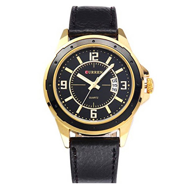 Đồng Hồ Nam Curren 8124 Dây Da (Đen phối vàng)