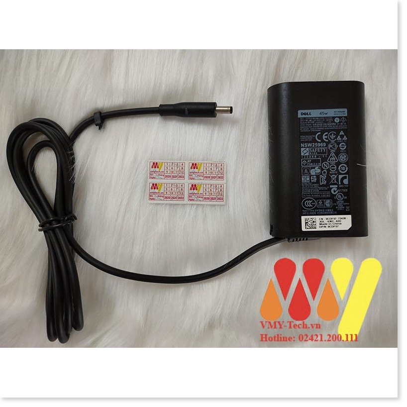 🔜 HÀNG Chính hãng Sạc laptop Dell Oval 19.5V 2.31A 45W chân kim nhỏ - XPS 13 - Adapter kèm dây nguồn