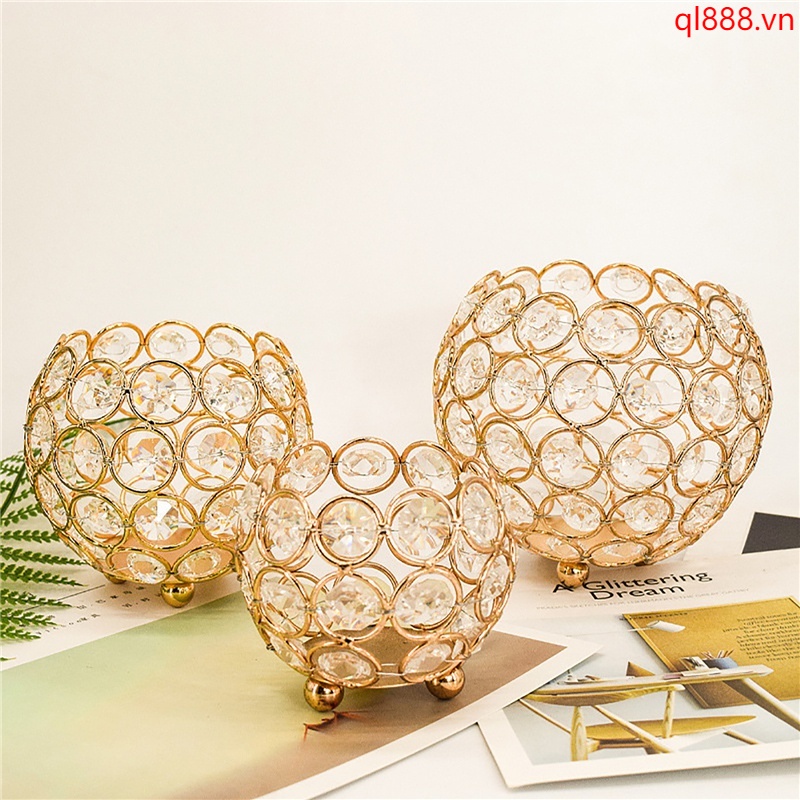 Giá đỡ đèn cầy hình quả cầu pha lê sáng tạo trang trí tiệc cưới
