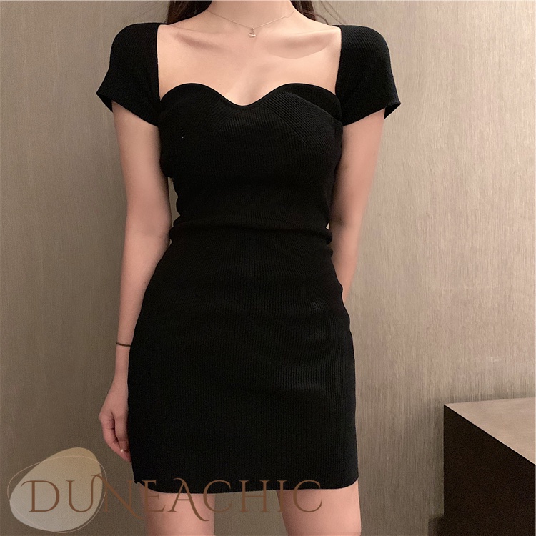 DUNEA Đầm ngắn dáng chữ A lưng cao quyến rũ thời trang dành cho nữ