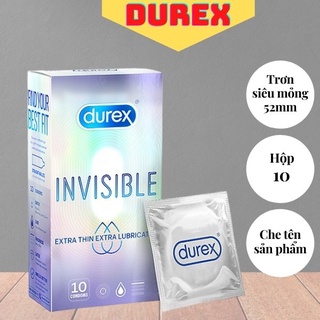 Bao cao su Durex Invisible Extra Thin Extra Sensitive / bao cao su siêu mỏng kéo dài - bcs hộp 10 cái