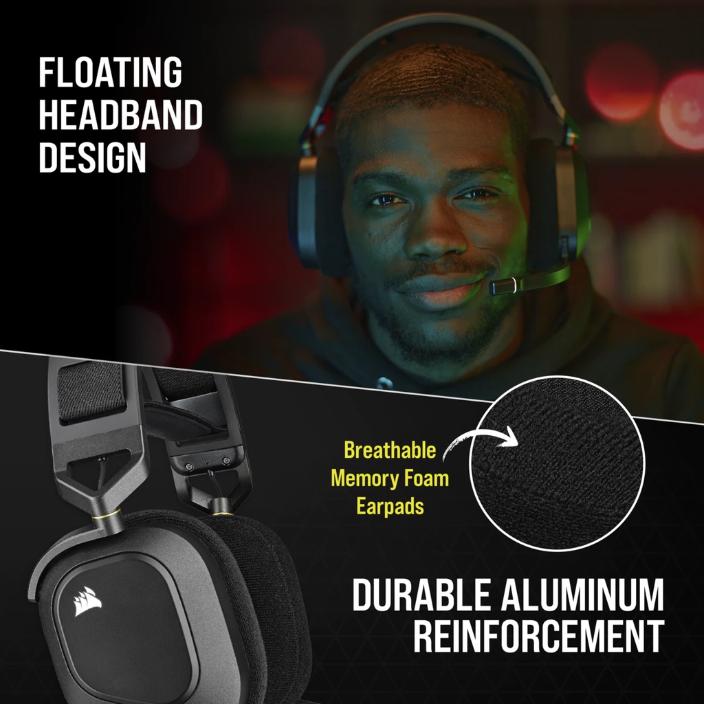 Tai nghe Corsair HS80 RGB Wireless - Chính Hãng - Mới 100% Bảo Hành 24 Tháng