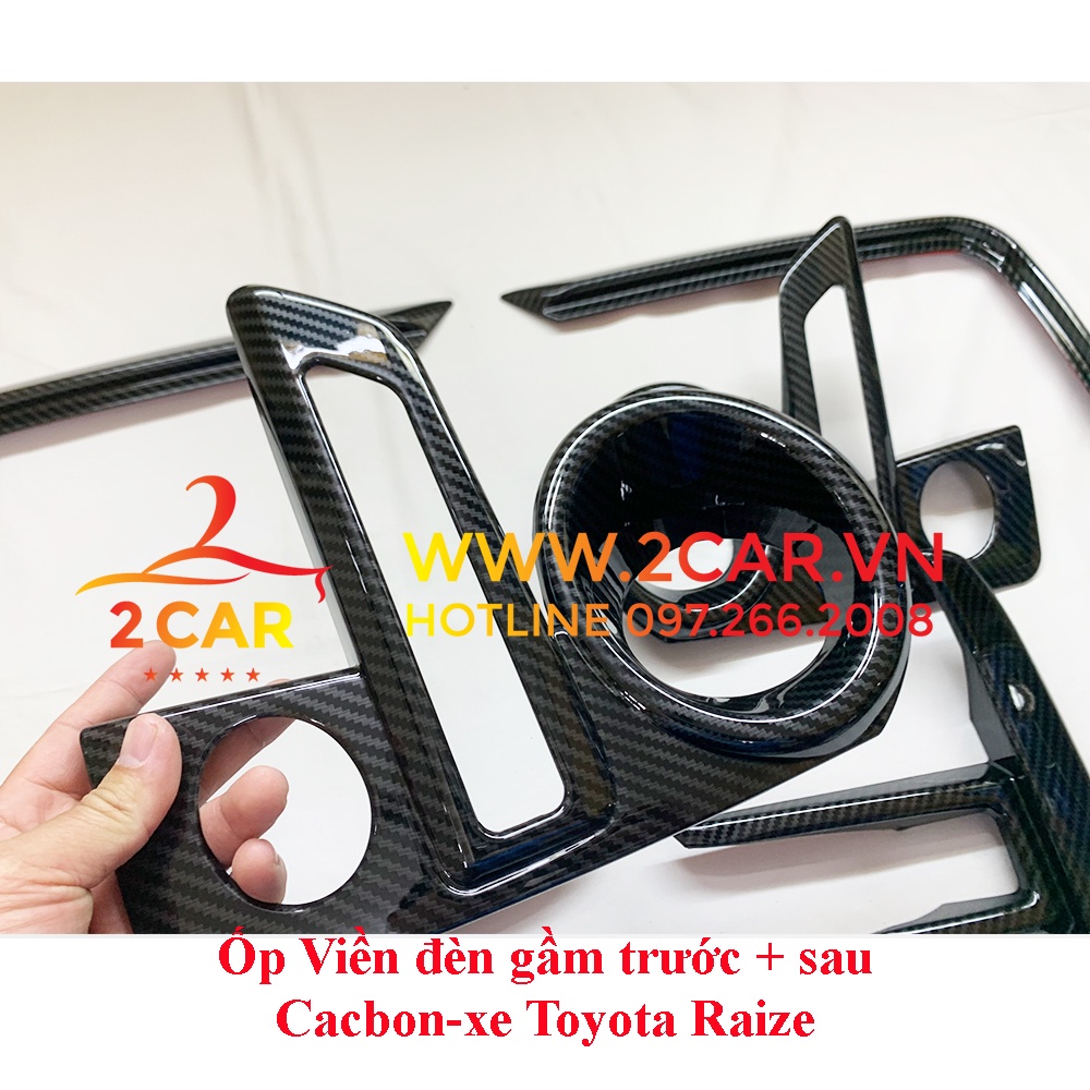 Ốp viền đèn gầm trước, sau CACBON xe Toyota Raize 2021- 2022, Vân Carbon cao cấp