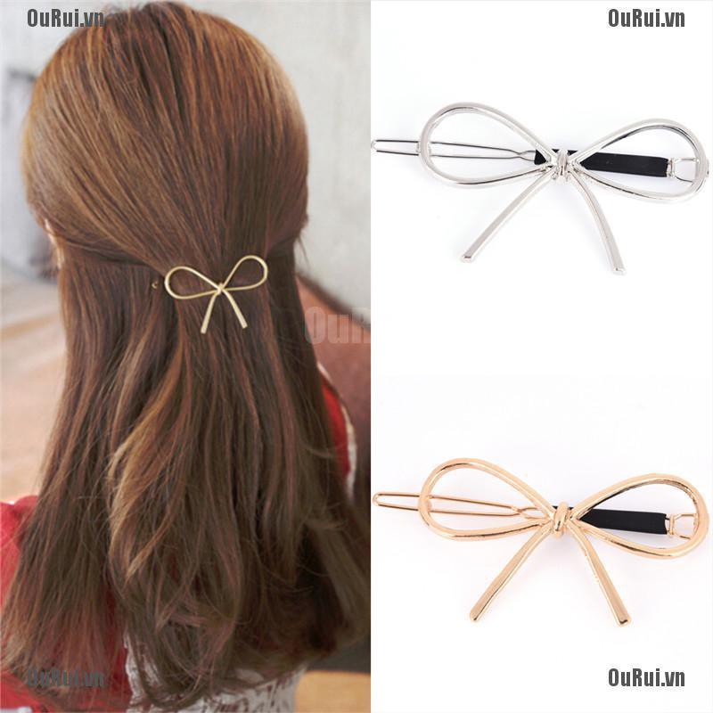 Kẹp Tóc Hình Nơ Bằng Kim Loại Phong Cách Vintage Cho Nữ